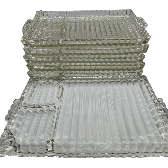 Elegant Clear Glass Bubble Snack Tray Set of 6 - Picture 4 of 11